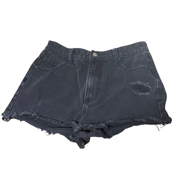Nasty  Gal Shorts Women Size US 6 Black Distressed Denim High-Waisted Frayed Hem - Picture 1 of 6